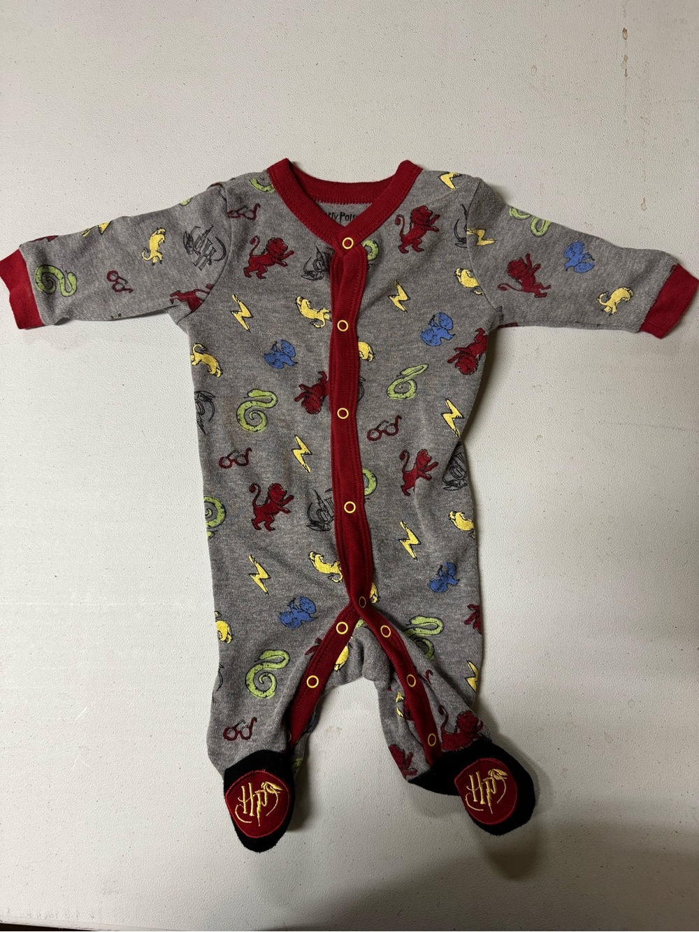 Harry Potter Gray & Red Baby One-Piece Footed Sleeper